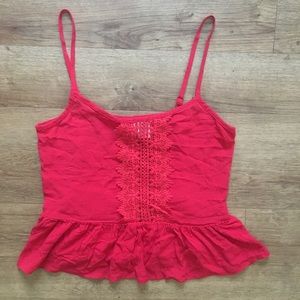 Red Crochet Detail Tank Sz 2